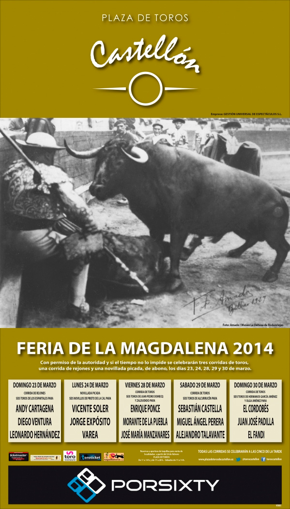 Cartel toros Castellón 2014 - Feria de la Magdalena