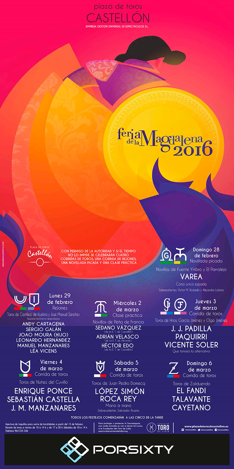 Cartel toros Castellón 2016 - Feria de la Magdalena